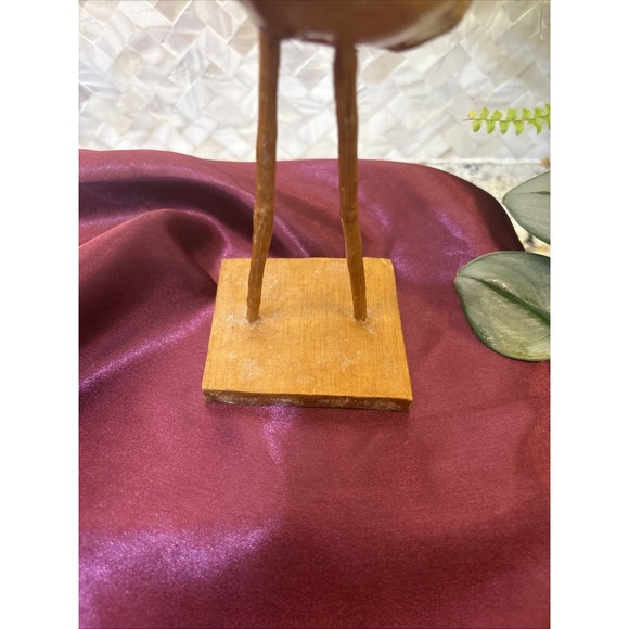 Wood bird figurine, burl‎ wood sculpture, wooden stork or crane figure - Picture 7 of 13